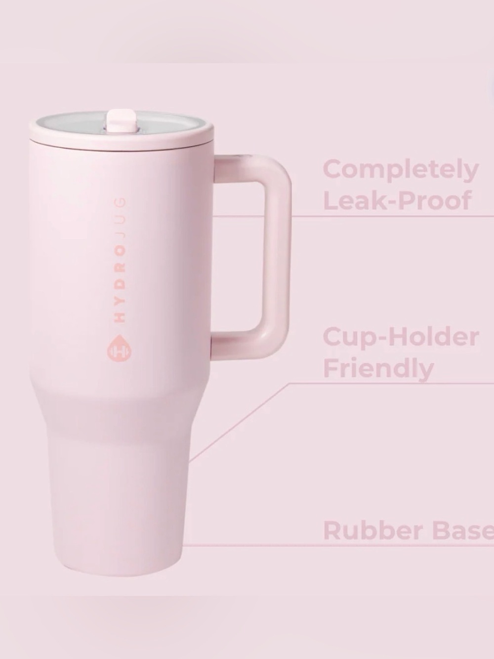 HydroJug 40 oz Traveler tumbler Pink Sand handle flip straw large capacity